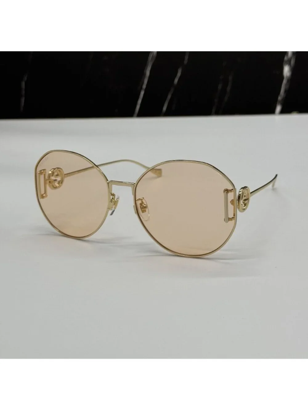 New Gucci GG1206SA 004 Women Oversized Gold Cream Sunglasses